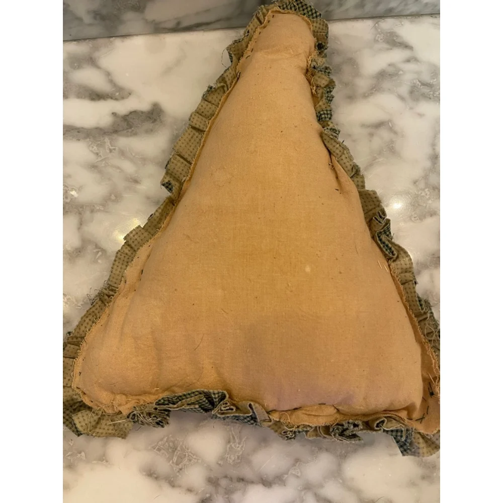 Primitive Hand-Painted Christmas Tree Pillow – Rustic Farmhouse Décor – 11x9